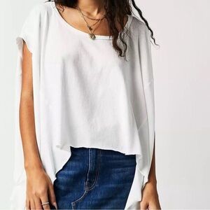 We The Free Women S White Oversized Short Sleeve Care FP Angel Tee NWOT